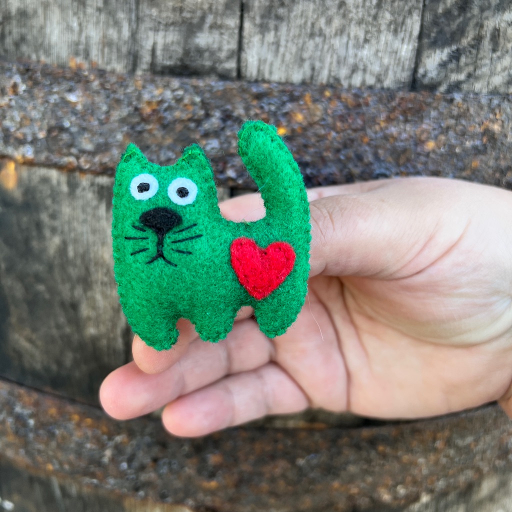 Sad Cat Brooch, Kitty Kitten Pin, Cute Animal Jewelry